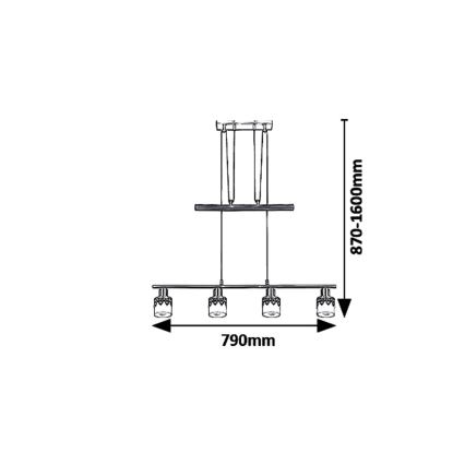 Rabalux 5345 - Lestenec na vrvici LACEY 4xE14/40W/230V