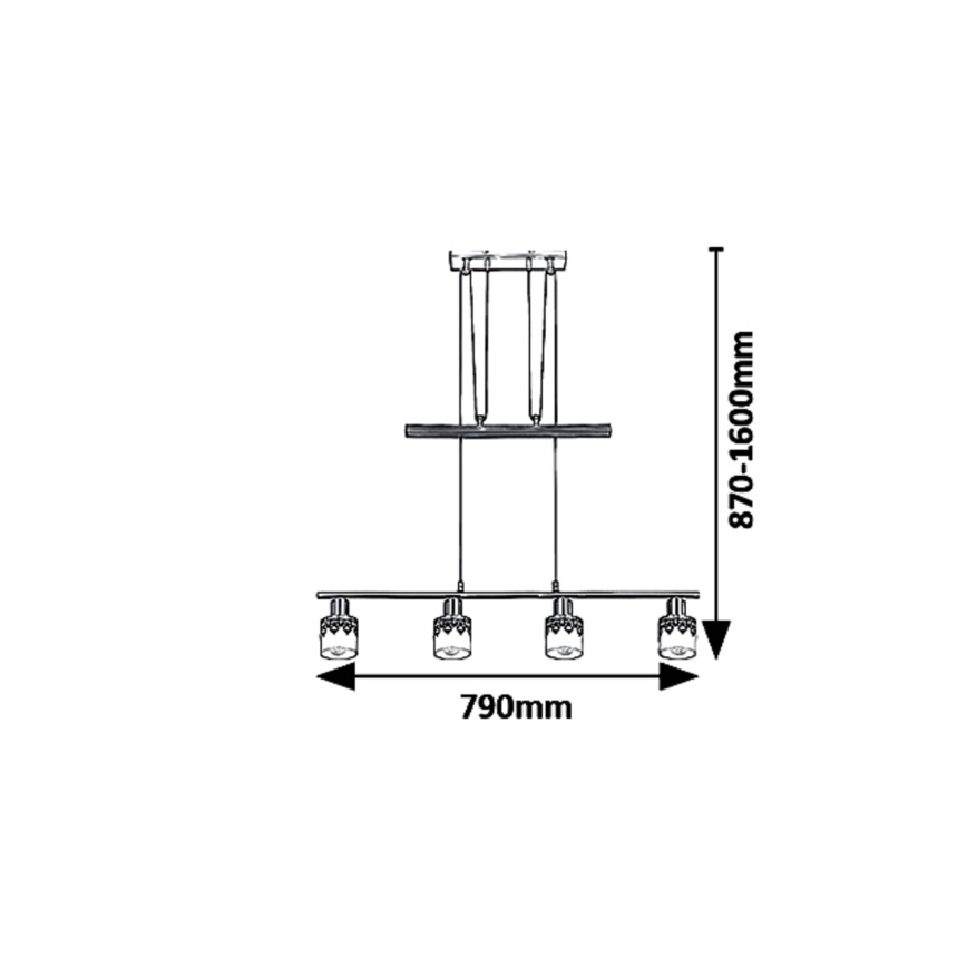 Rabalux 5345 - Lestenec na vrvici LACEY 4xE14/40W/230V