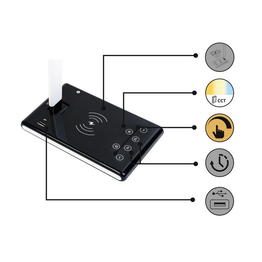 Rabalux - LED Zatemnitvena namizna svetilka na dotik LED/5W/230V USB