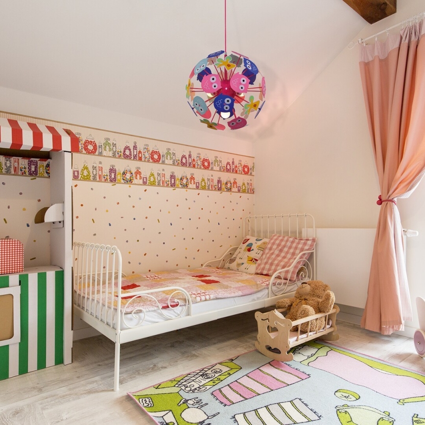 Rabalux 6390 - Otroški lestenec na vrvici BIRDY 3xE14/40W/230V