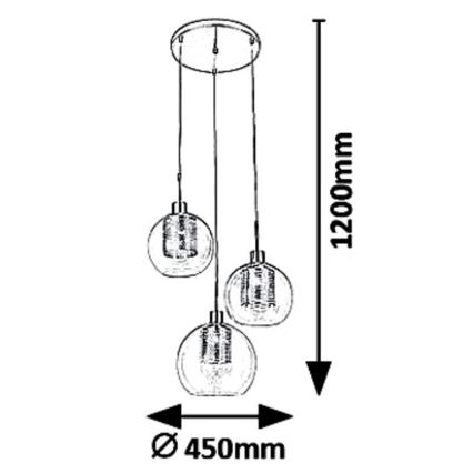 Rabalux - Lestenec na vrvici 3xE27/60W/230V