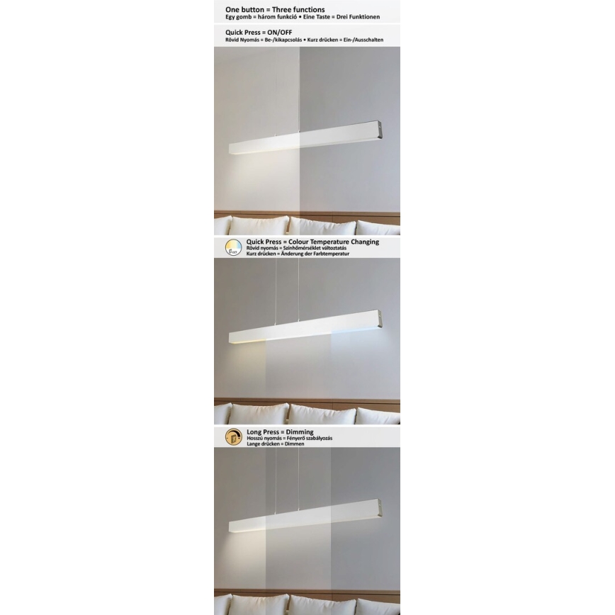 Rabalux - LED Zatemnitveni lestenec na vrvici LED/24W/230V 2700/4000/6500K 120 cm