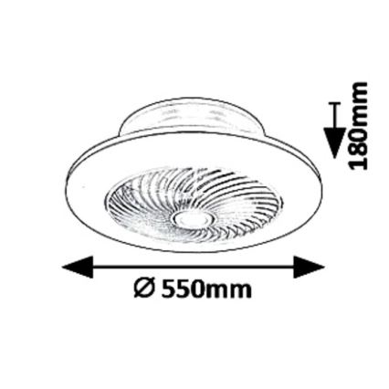 Rabalux - LED Zatemnitvena stropna svetilka z ventilatorjem DALFON LED/36W/23 3000-6000K + Daljinski upravljalnik