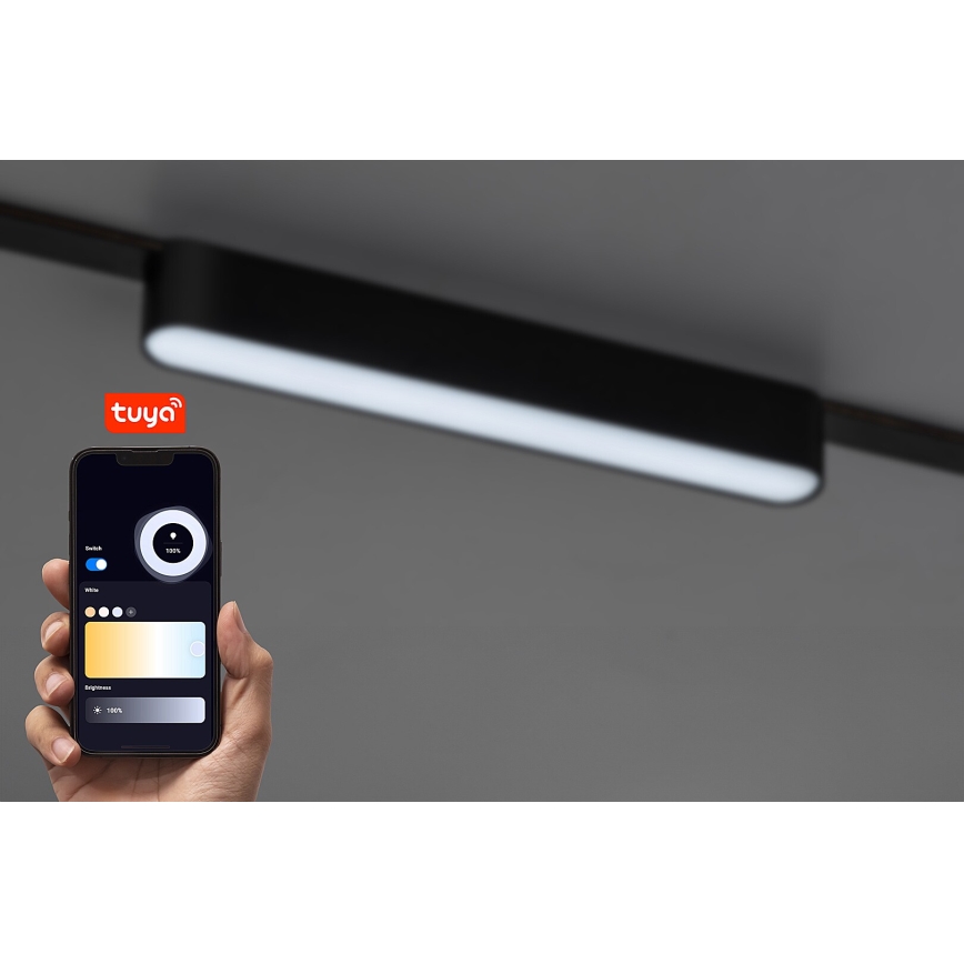 Rabalux - LED Zatemnitvena stropna svetilka za 1-fazni tračni sistem LED/12W/24V 2700-5500K Wi-Fi Tuya 22 cm črna