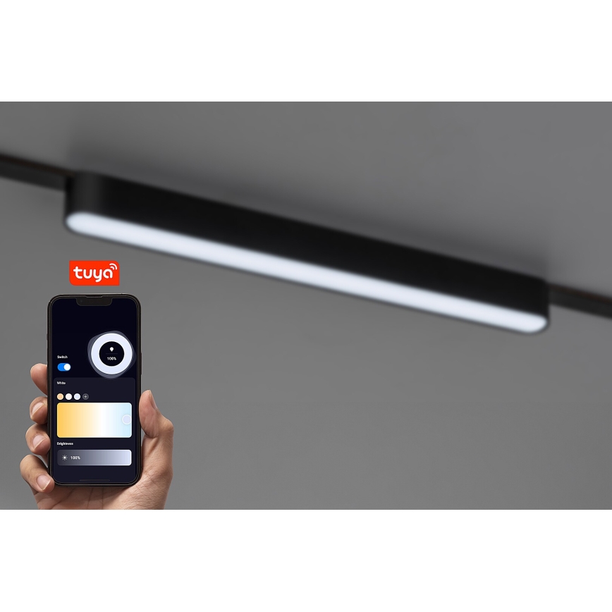 Rabalux - LED Zatemnitvena stropna svetilka za 1-fazni tračni sistem LED/16W/24V 2700-5500K Wi-Fi Tuya 33 cm črna