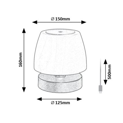 Rabalux - LED Zatemnitvena namizna svetilka LED/3W/5V 2000 mAh IP44