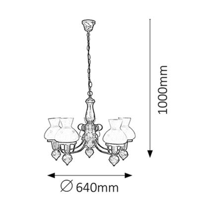 Rabalux - Lestenec na verigi 5xE27/60W/230V oreh