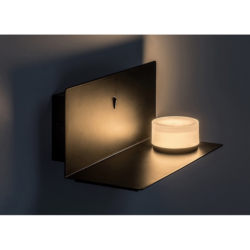 Rabalux - LED Stenska svetilka s polico in USB portem LED/6W/230V 3000K