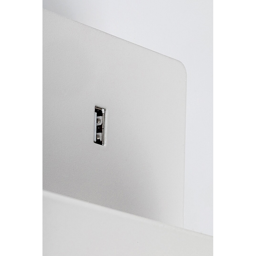 Rabalux - Stenska svetilka s polico in USB port 1xGU10/25W/230V bela