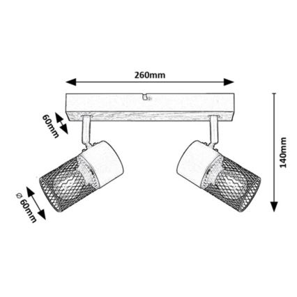 Rabalux - Reflektor 2xE14/40W/230V hrast