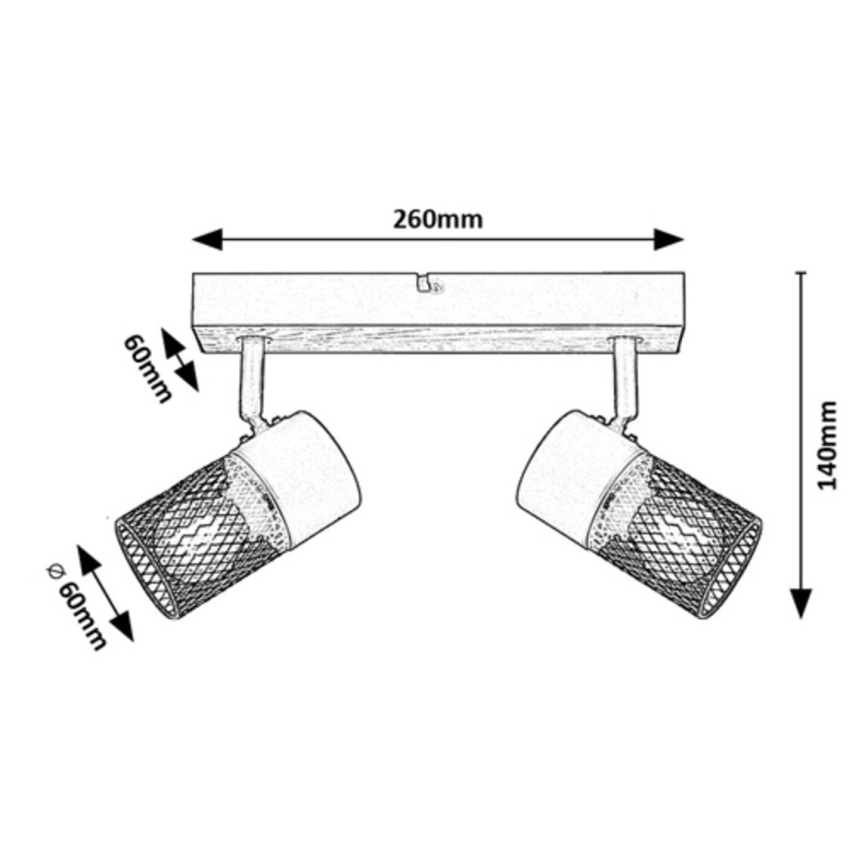 Rabalux - Reflektor 2xE14/40W/230V hrast