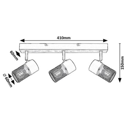 Rabalux - Reflektor 3xE14/40W/230V hrast