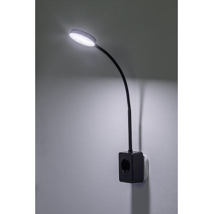 Rabalux - zatemnjevalna stenska LED svetilka LED/4W/230V z USB priključkom za vtičnico, črna