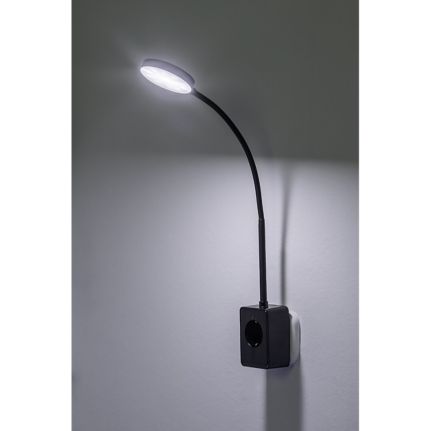 Rabalux - zatemnjevalna stenska LED svetilka LED/4W/230V z USB priključkom za vtičnico, črna