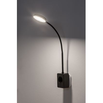 Rabalux - zatemnjevalna stenska LED svetilka LED/4W/230V z USB priključkom za vtičnico, črna