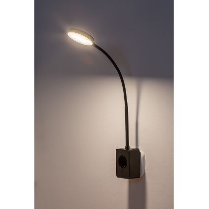 Rabalux - zatemnjevalna stenska LED svetilka LED/4W/230V z USB priključkom za vtičnico, črna