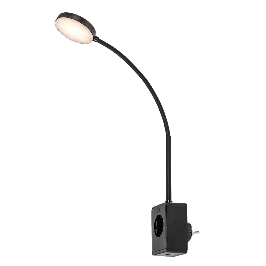 Rabalux - zatemnjevalna stenska LED svetilka LED/4W/230V z USB priključkom za vtičnico, črna