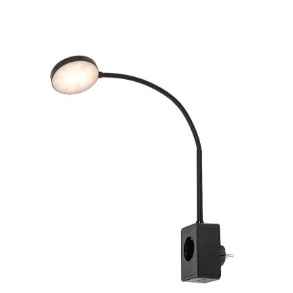 Rabalux - zatemnjevalna stenska LED svetilka LED/4W/230V z USB priključkom za vtičnico, črna
