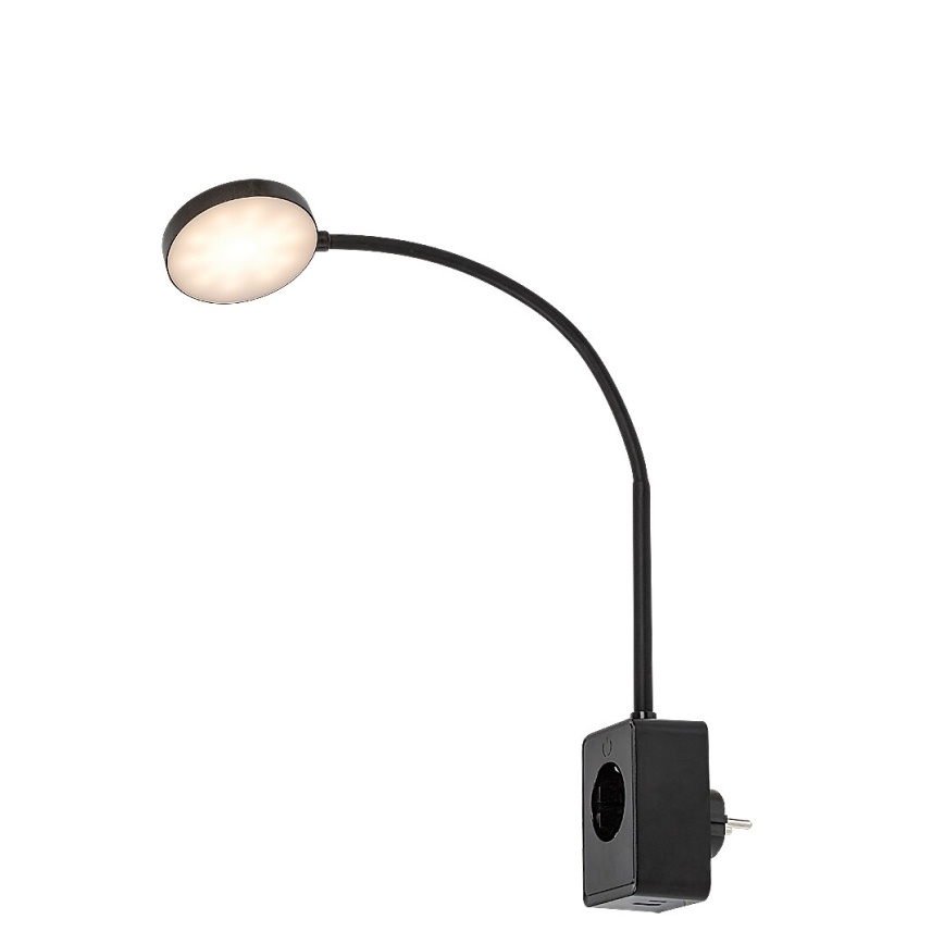 Rabalux - zatemnjevalna stenska LED svetilka LED/4W/230V z USB priključkom za vtičnico, črna