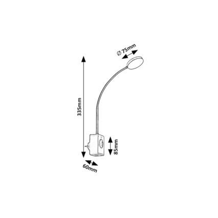 Rabalux - zatemnjevalna stenska LED svetilka LED/4W/230V z USB priključkom za vtičnico, črna