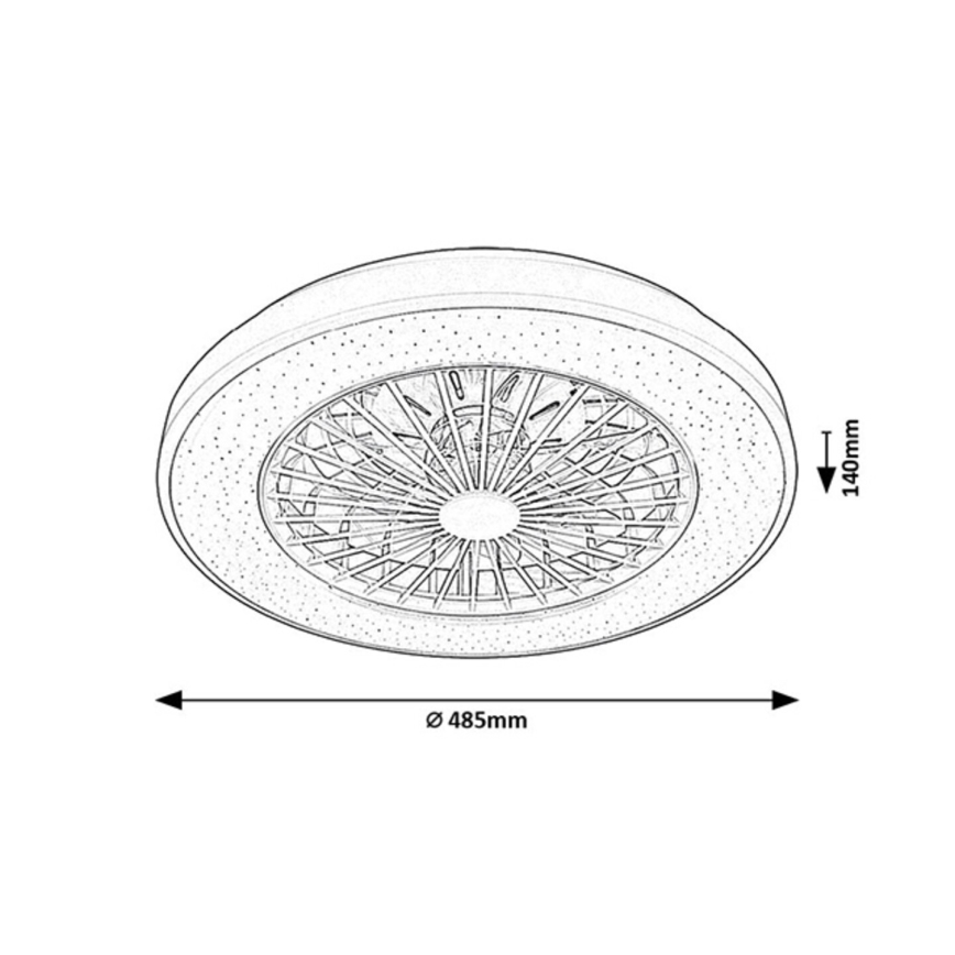 Rabalux - LED Zatemnitvena stropna svetilka z ventilatorjem LED/48W/230V 3000-6500K + Daljinski upravljalnik