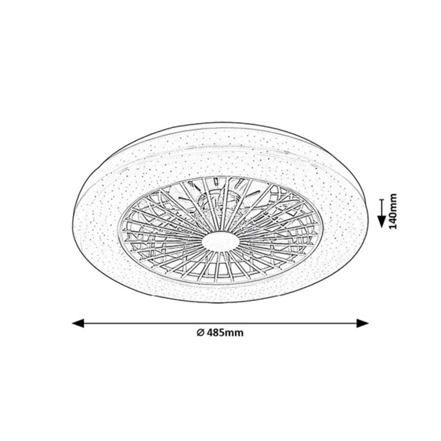 Rabalux - LED RGB Zatemnitvena stropna svetilka z ventilatorjem LED/48W/230V 3000-6500K + Daljinski upravljalnik