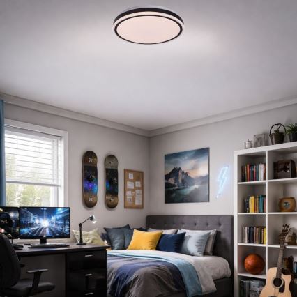 Rabalux - Zatemljiv LED stropni svetilnik LED/20W/230V 3000-6500K, premer 38,5 cm, črna + daljinski upravljalnik