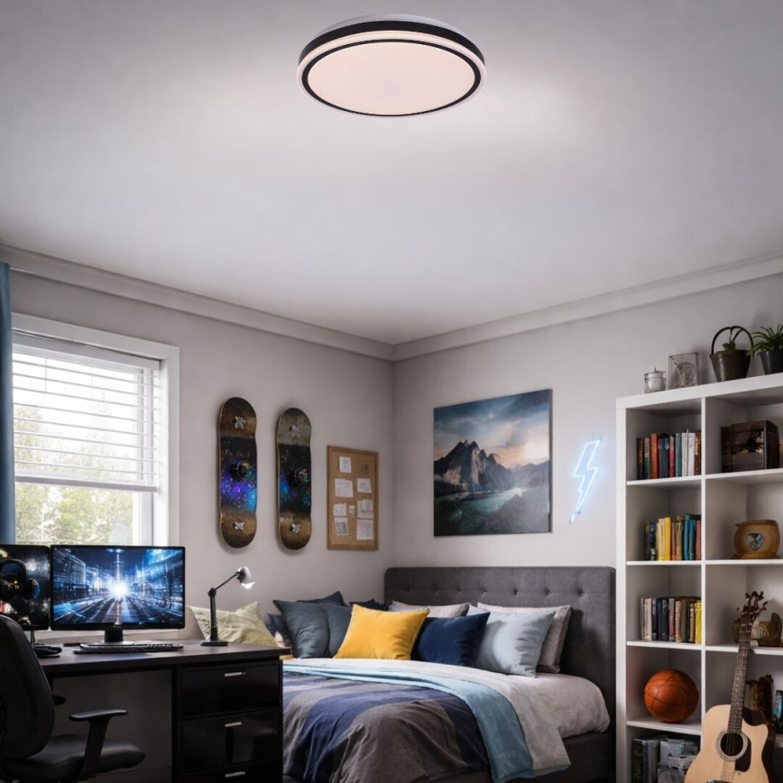 Rabalux - Zatemljiv LED stropni svetilnik LED/20W/230V 3000-6500K, premer 38,5 cm, črna + daljinski upravljalnik