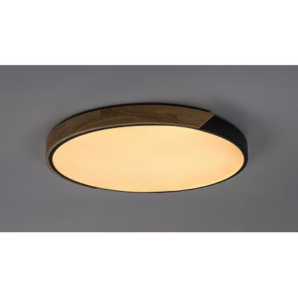 Rabalux - LED stropna svetilka, 42 W, 230 V, 3000/4000/6500 K, črna/hrast, premer 41 cm