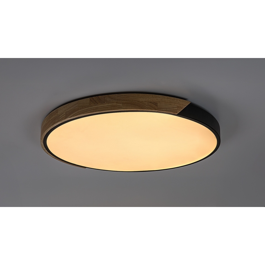 Rabalux - LED stropna svetilka, 42 W, 230 V, 3000/4000/6500 K, črna/hrast, premer 41 cm