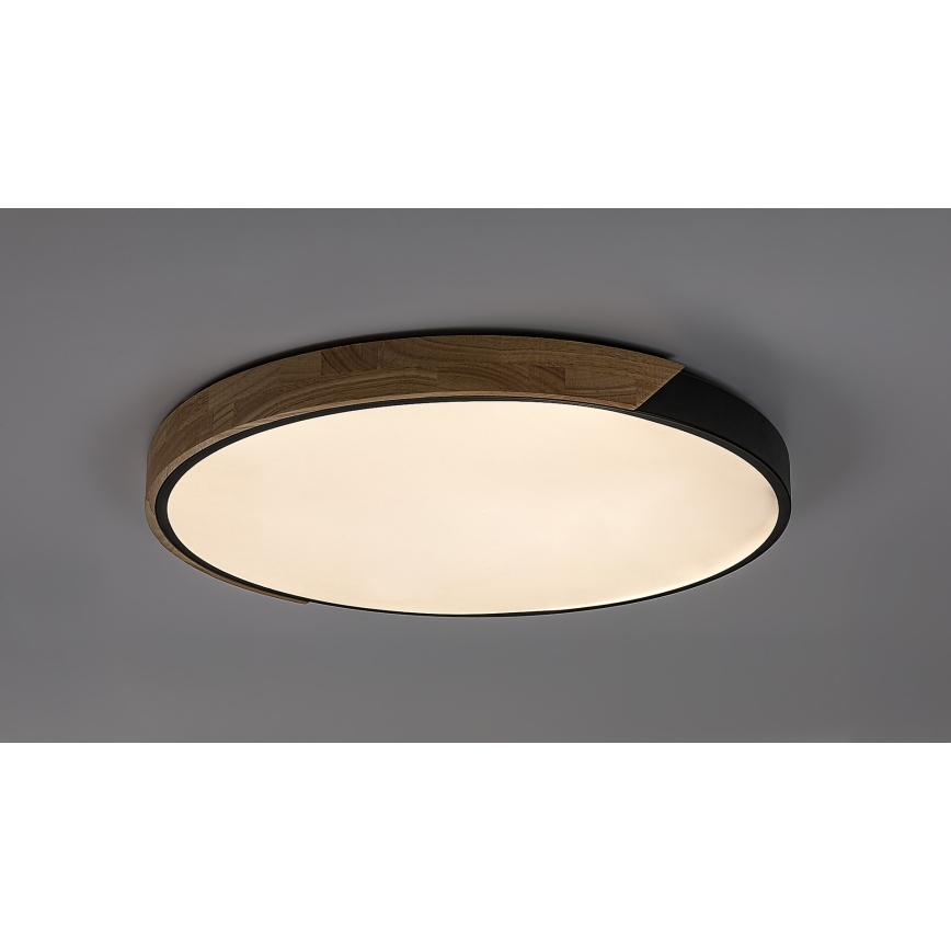 Rabalux - LED stropna svetilka, 42 W, 230 V, 3000/4000/6500 K, črna/hrast, premer 41 cm