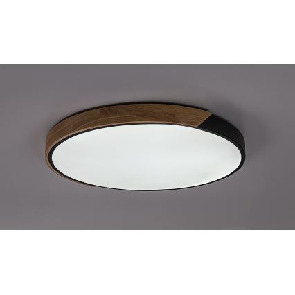 Rabalux - LED stropna svetilka, 42 W, 230 V, 3000/4000/6500 K, črna/hrast, premer 41 cm