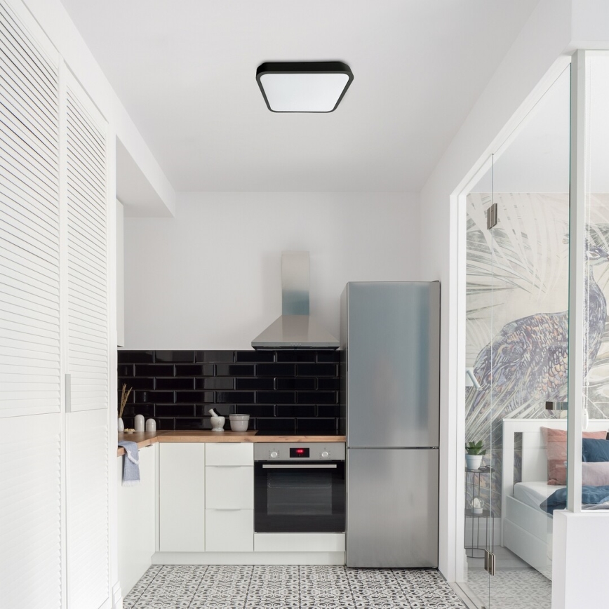 Rabalux - LED Kopalniška zatemnitvena stropna svetilka LED/36W/230V 3000-6000K IP44 42x42 cm črna + Daljinski upravljalnik