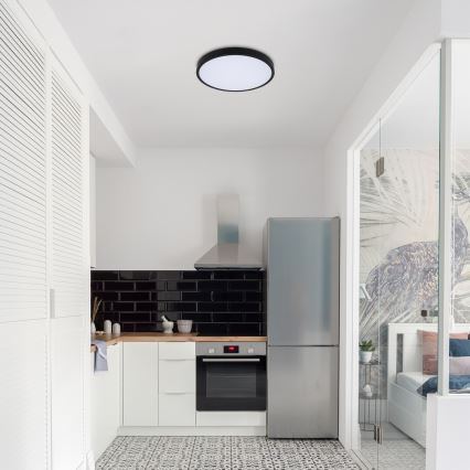 Rabalux - LED Kopalniška zatemnitvena stropna svetilka LED/24W/230V 3000-6000K IP44 pr. 35,5 cm črna + Daljinski upravljalnik
