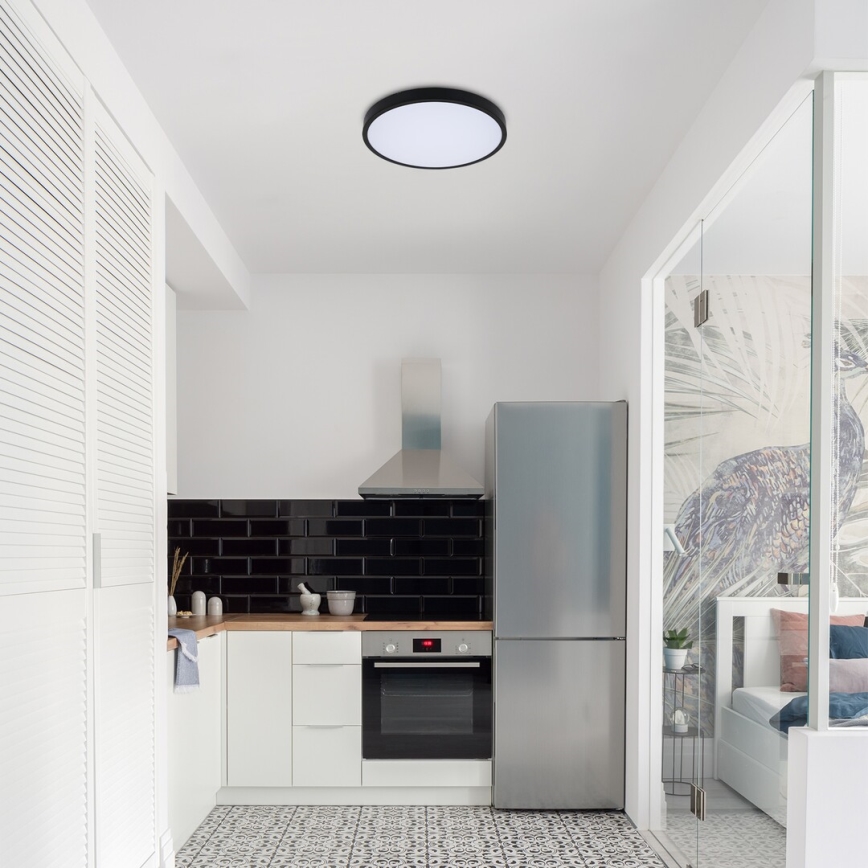 Rabalux - LED Kopalniška zatemnitvena stropna svetilka LED/24W/230V 3000-6000K IP44 pr. 35,5 cm črna + Daljinski upravljalnik