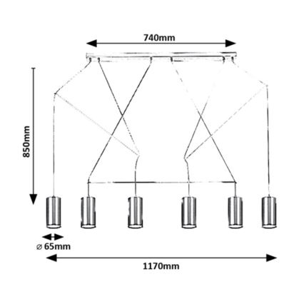 Rabalux - Lestenec na vrvici 6xGU10/50W/230V