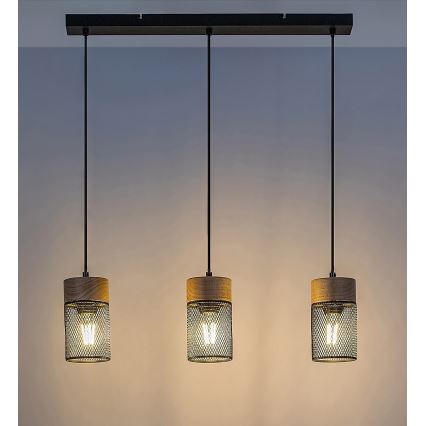 Rabalux - Lestenec na vrvici 3xE27/25W/230V bukev