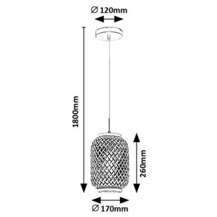 Rabalux - Lestenec na vrvici 1xE27/40W/230V ratan