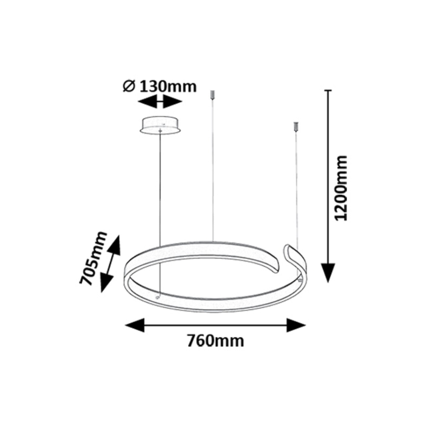 Rabalux - LED Lestenec na vrvici LED/45W/230V 3000/4000/6500K
