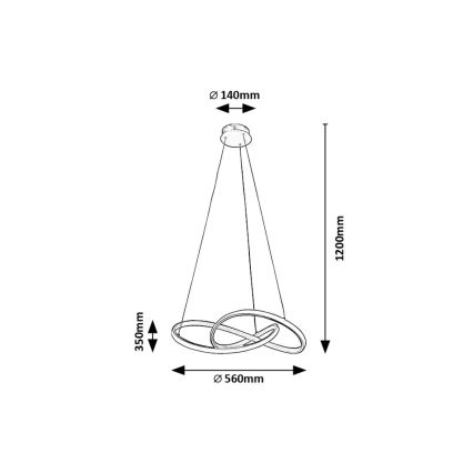 Rabalux - LED Lestenec na vrvici LED/36W/230V 3000K zlata