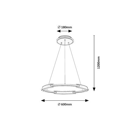 Rabalux - LED Lestenec na vrvici LED/45W/230V 3000K/4000K