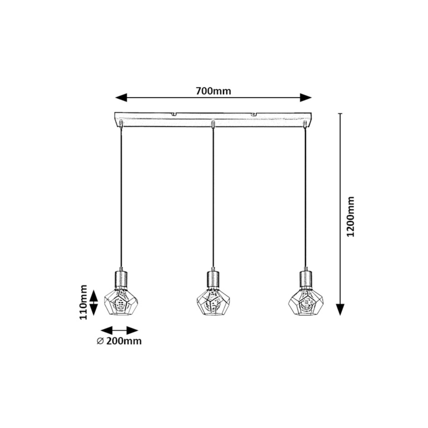 Rabalux - Lestenec na vrvici 3xE27/40W/230V