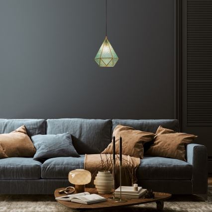 Rabalux - Tiffany vitraž lestenec na vrvici 1xE14/40W/230V modra/zlata