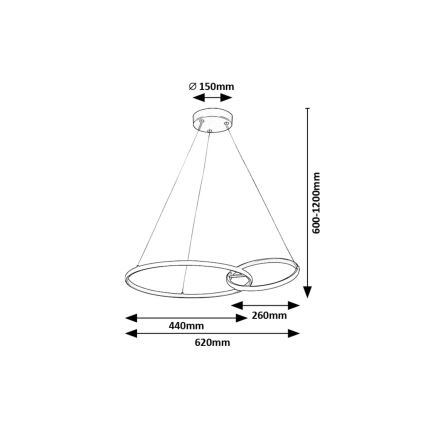 Rabalux - LED Lestenec na vrvici LED/36W/230V črna/zlata
