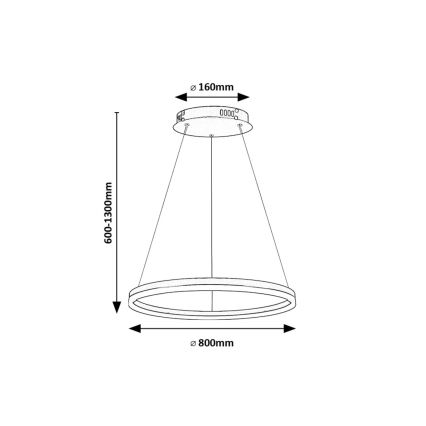 Rabalux - LED Lestenec na vrvici LED/45W/230V 3000K/4000K/6500K