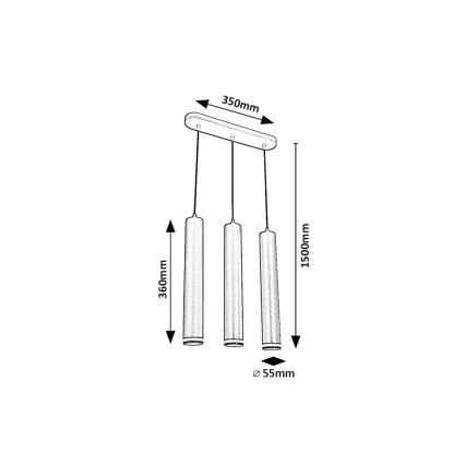Rabalux - Lestenec na vrvici 3xGU10/5W/230V