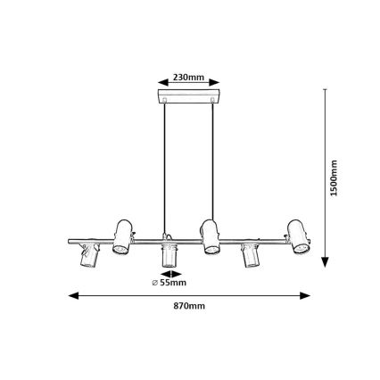 Rabalux - Lestenec na vrvici 6xGU10/25W/230V