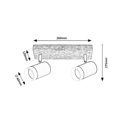 Rabalux - Stropni reflektor 2xGU10/5W/230V hrast