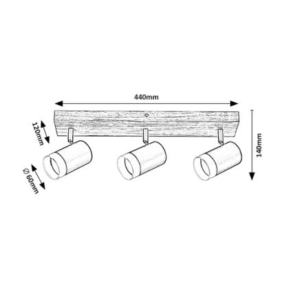 Rabalux - Stropni reflektor 3xGU10/5W/230V hrast