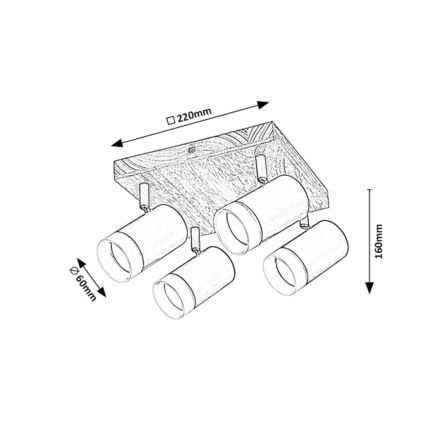 Rabalux - Stropni reflektor 4xGU10/5W/230V hrast